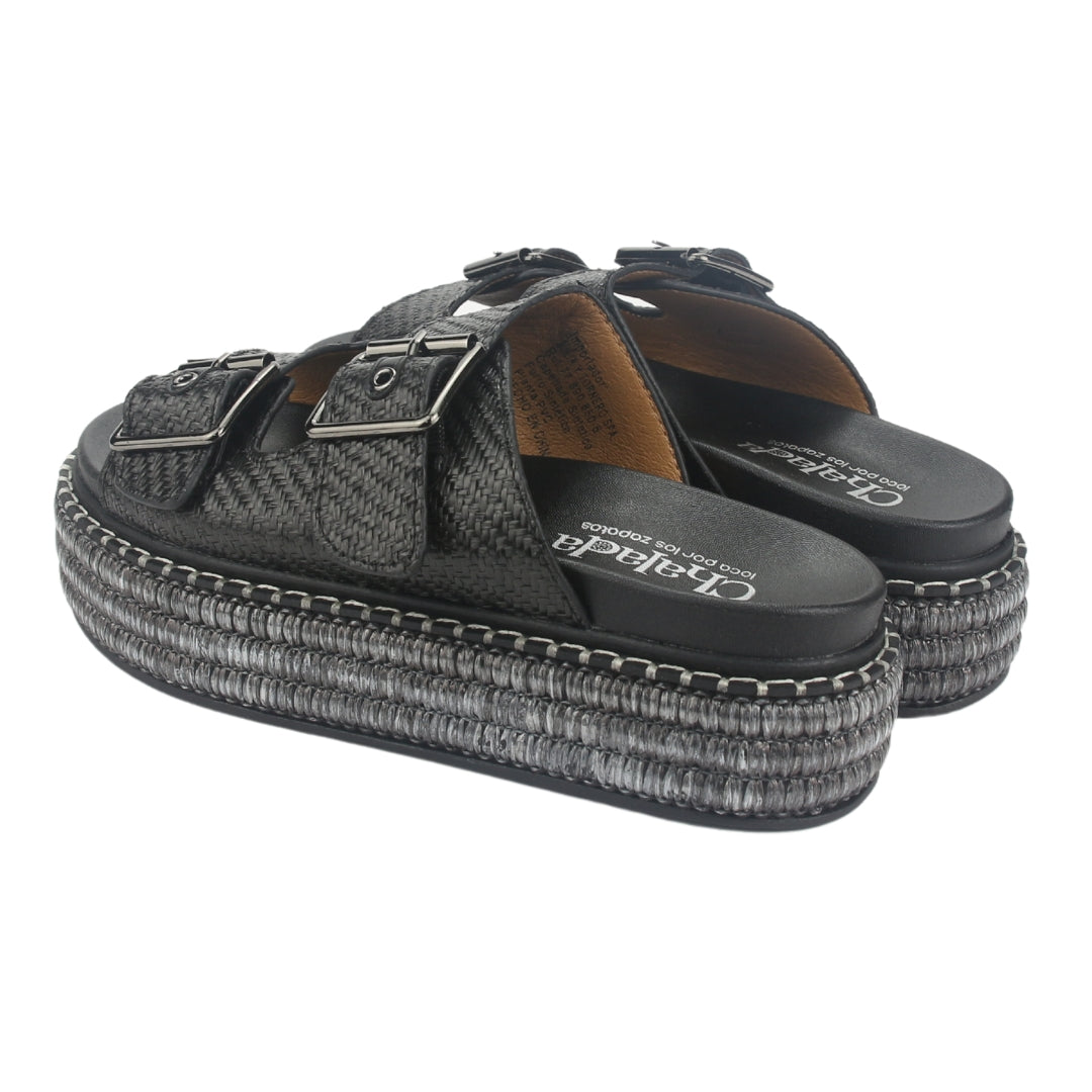 Sandalia Chalada Mujer Yukon-15 Negro Plataforma Poki