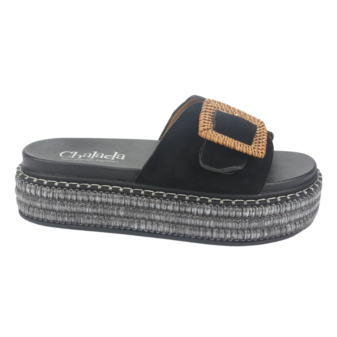 Sandalia Chalada Mujer Yukon-16 Negro Plataforma Poki