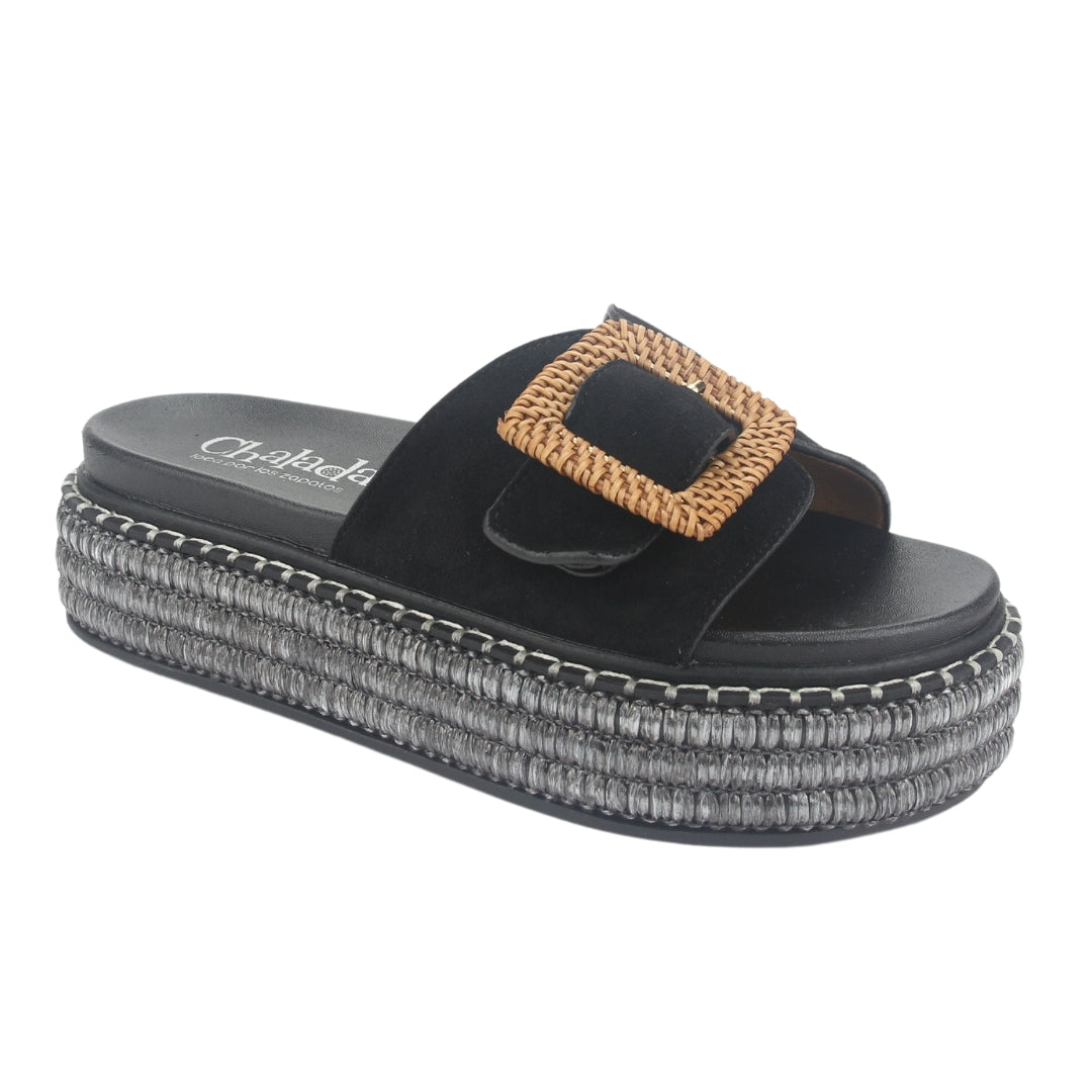 Sandalia Chalada Mujer Yukon-16 Negro Plataforma Poki