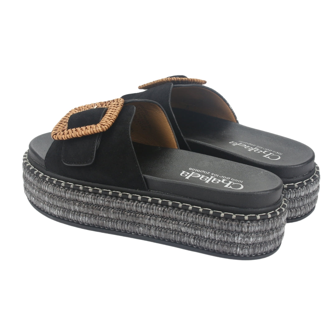 Sandalia Chalada Mujer Yukon-16 Negro Plataforma Poki