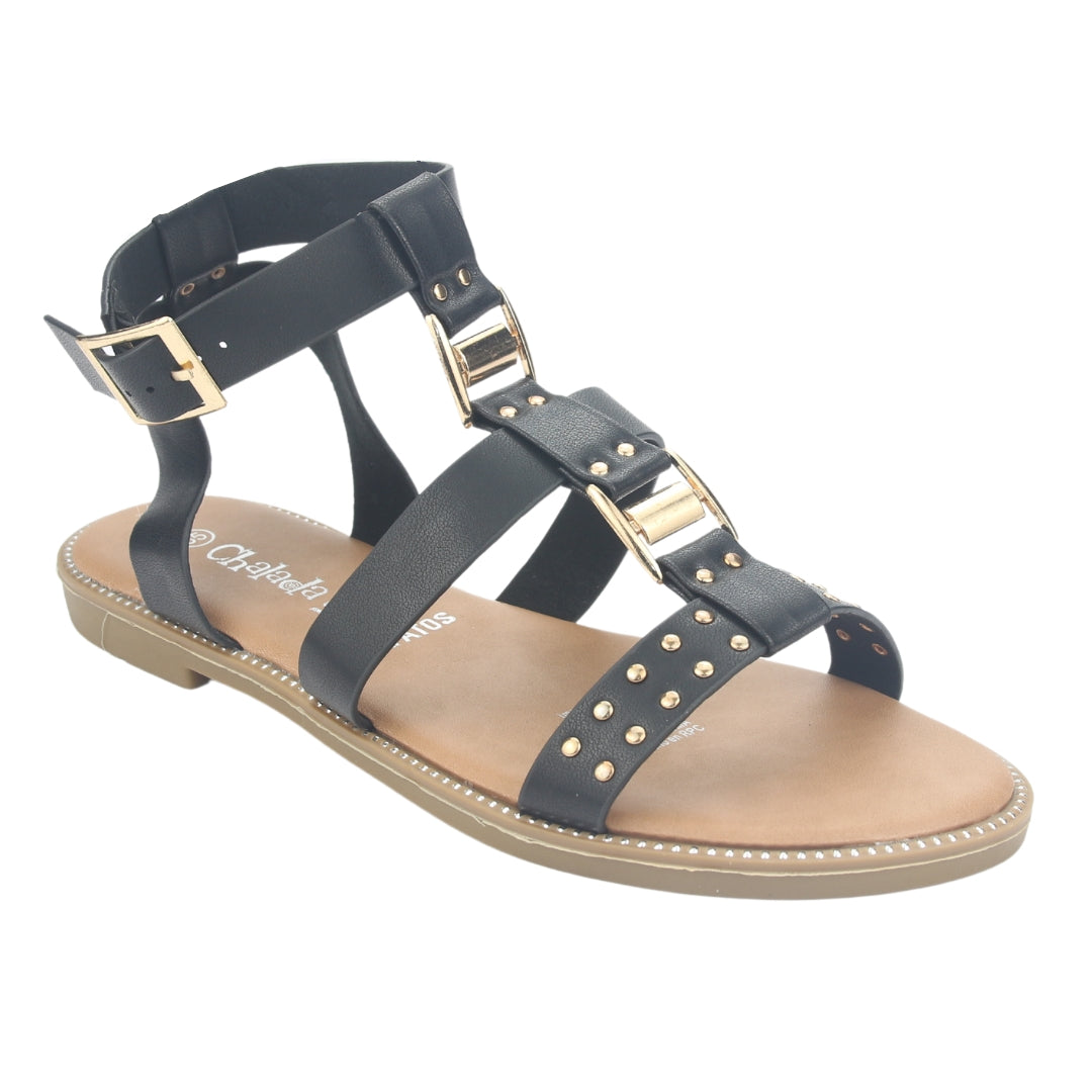 Sandalia Chalada Mujer Alki-2 Negro Plana