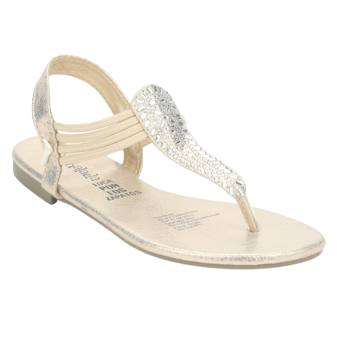 Sandalia Chalada Mujer Alki-5 Dorado Plana