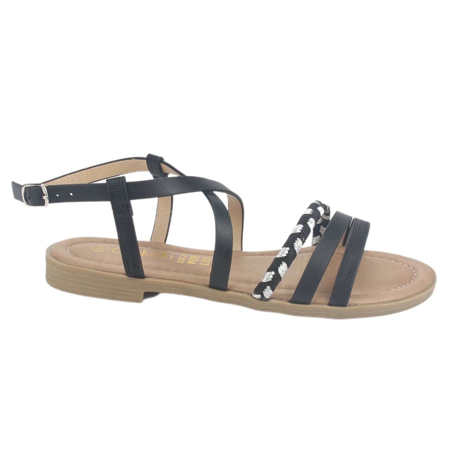 Sandalia Chalada Mujer Call-26 Negro Plana