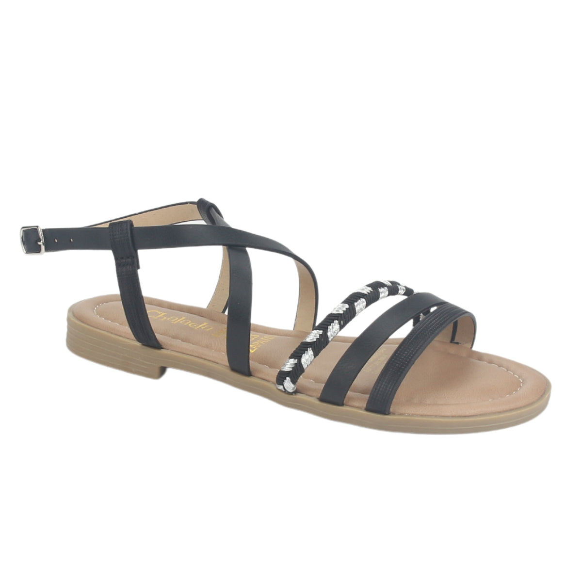 Sandalia Chalada Mujer Call-26 Negro Plana