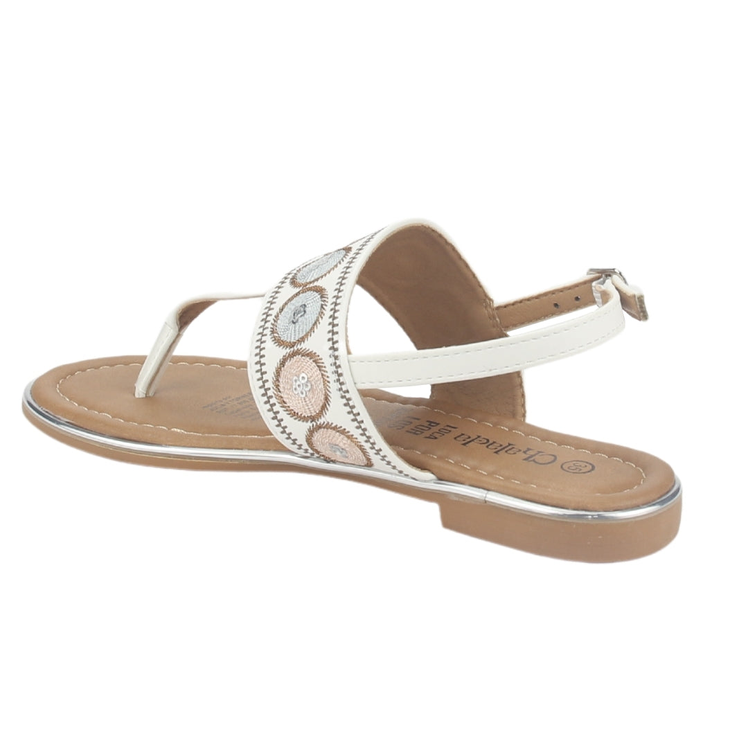 Sandalia Chalada Mujer Call-27 Blanco Plana