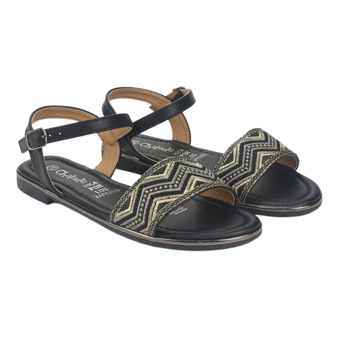 Sandalia Chalada Mujer Call-29 Negro Plana