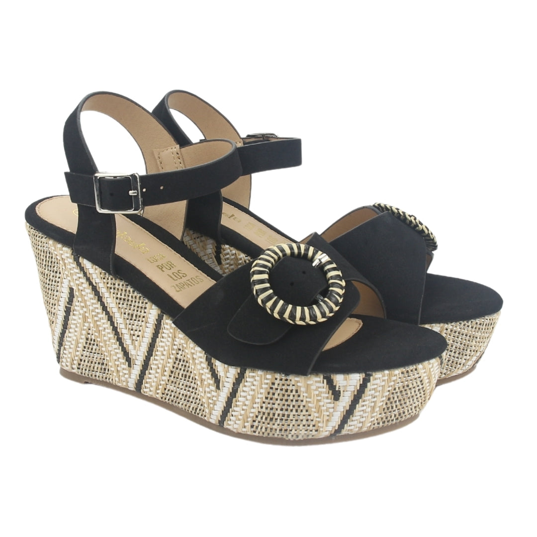 Sandalia Chalada Mujer Como-50 Negro Plataforma