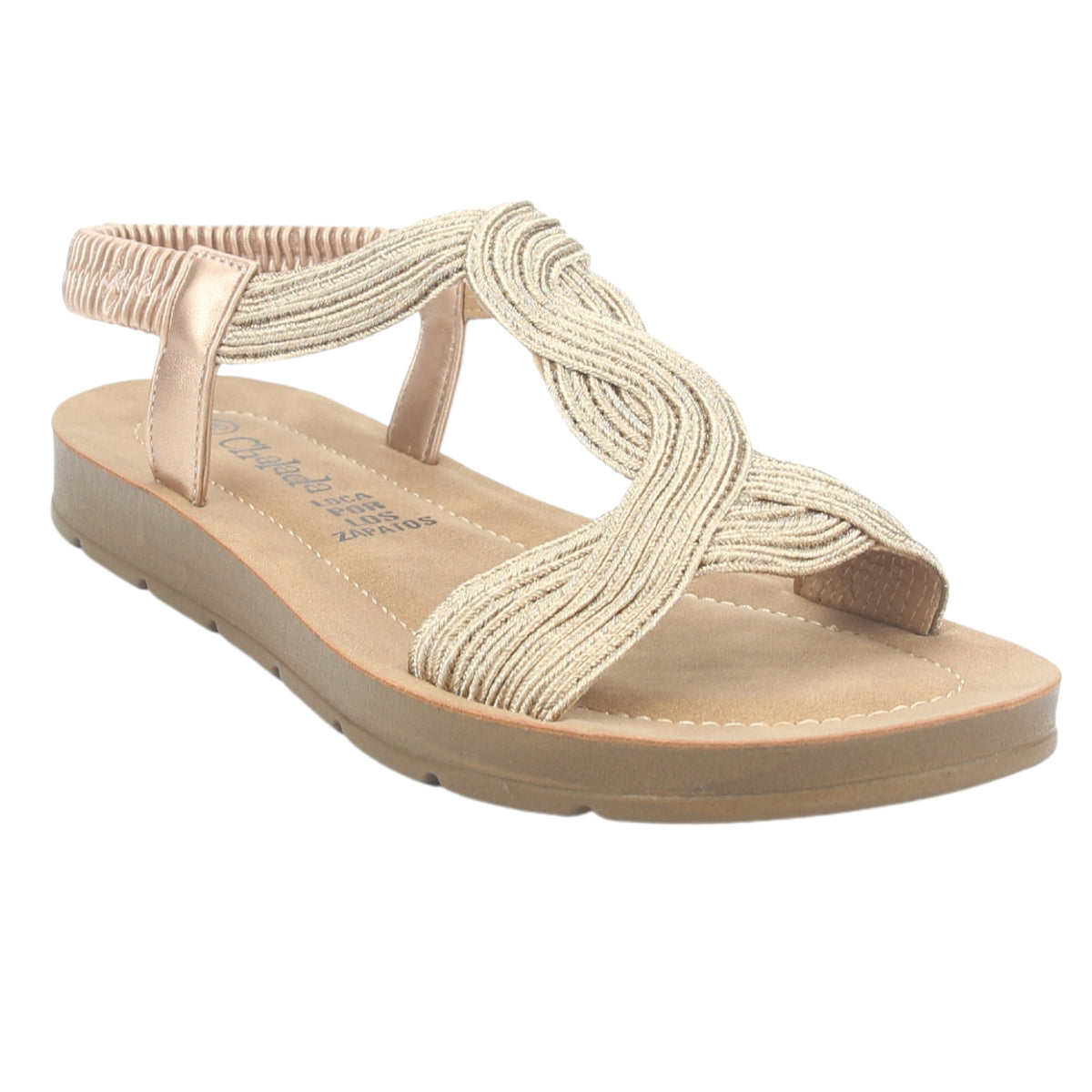 Sandalia Chalada Mujer Quina-2 Dorado Plano