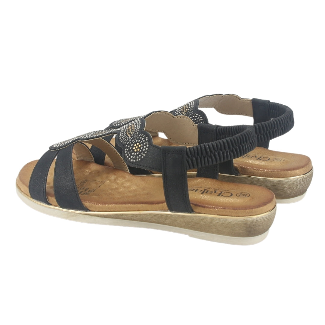 Sandalia Chalada Mujer Alka-1 Negro Plano