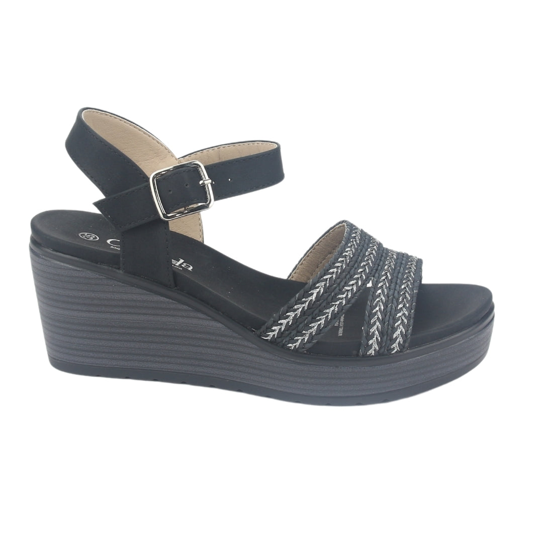 Sandalia Chalada Mujer Pady-2 Negro Plataforma