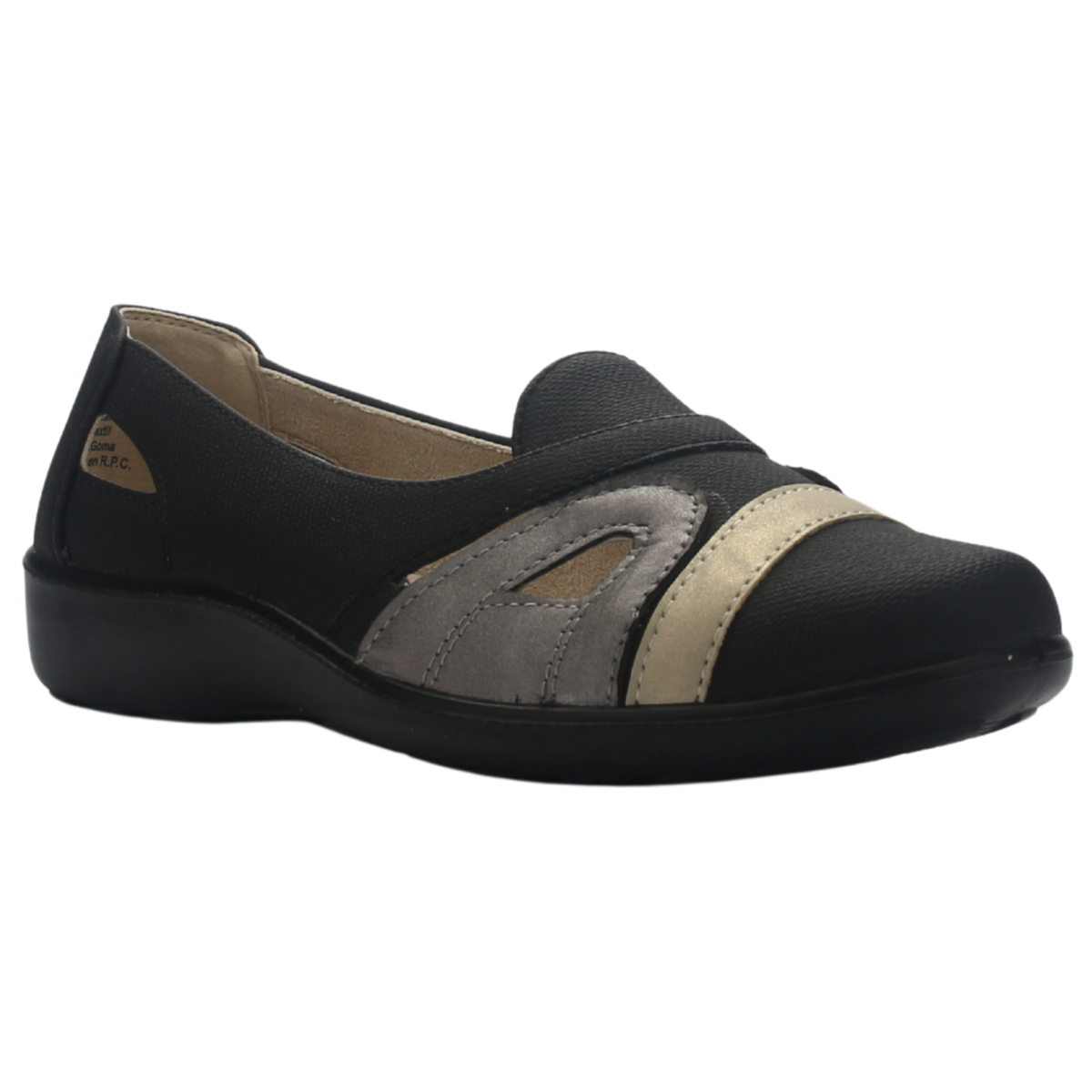 Zapato de Mujer de color Negro/Dorado Casual Chalada Deco-12