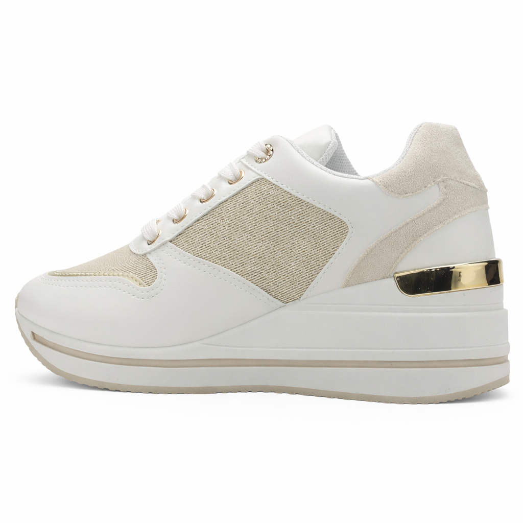 Zapatilla Blanco y Dorado Mujer Urbano Chalada Bolkinew