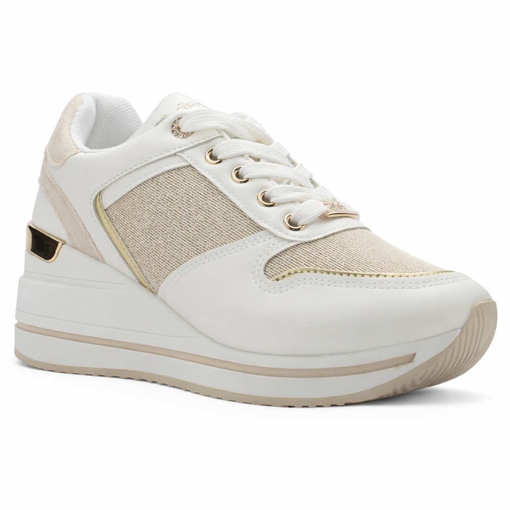 Zapatilla Blanco y Dorado Mujer Urbano Chalada Bolkinew