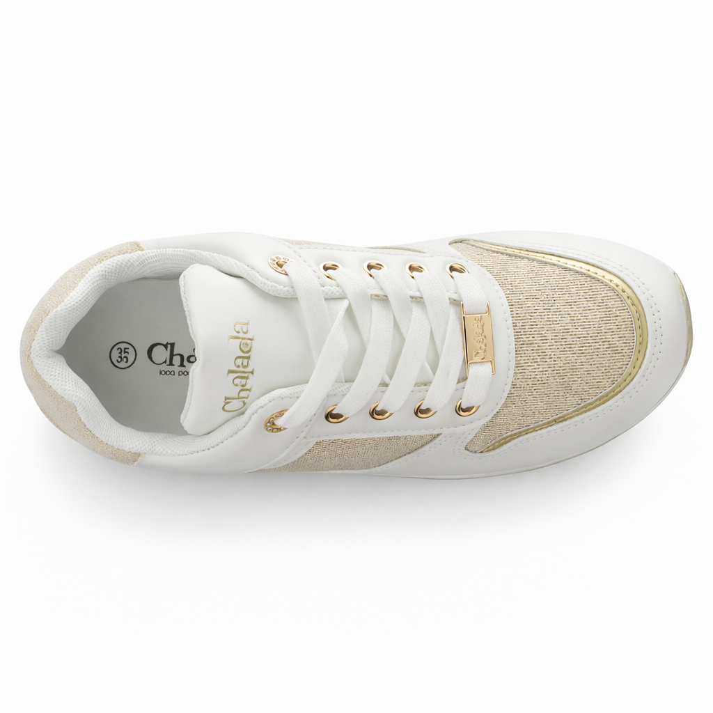 Zapatilla Blanco y Dorado Mujer Urbano Chalada Bolkinew