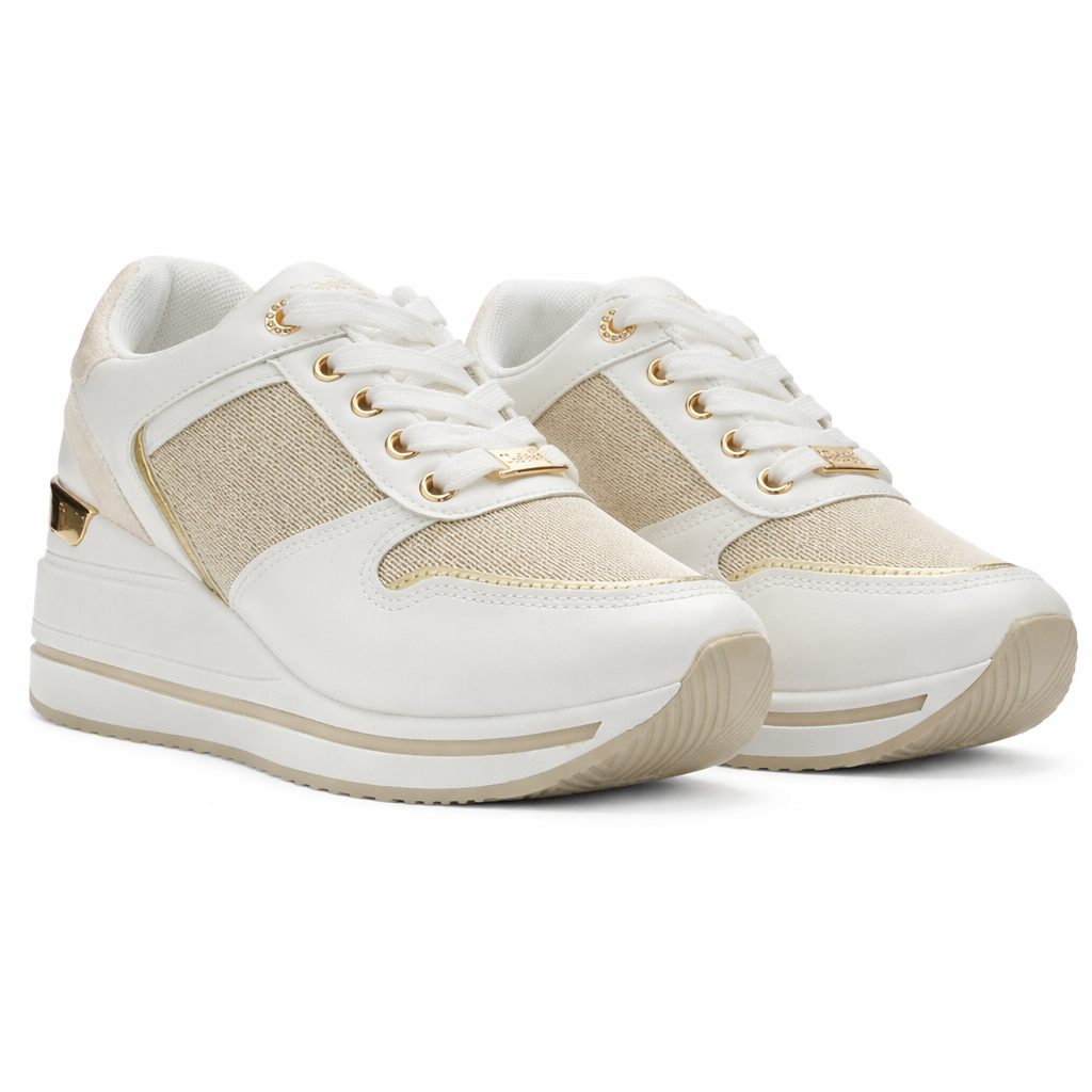 Zapatilla Blanco y Dorado Mujer Urbano Chalada Bolkinew