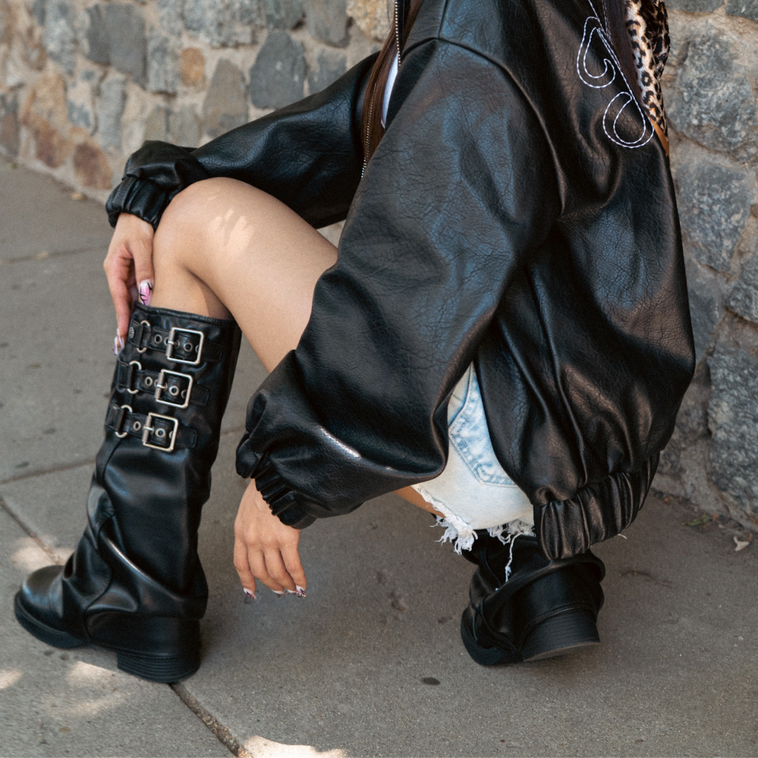 Bota Chalada Mujer Biker-7 Negro Casual