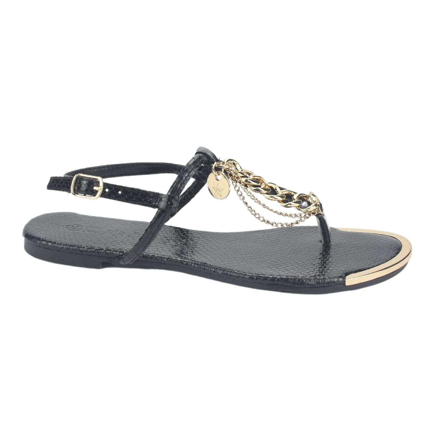 Sandalia Chalada Mujer Amalfi-2 Negro Plano Sandalias Planas Chalada 