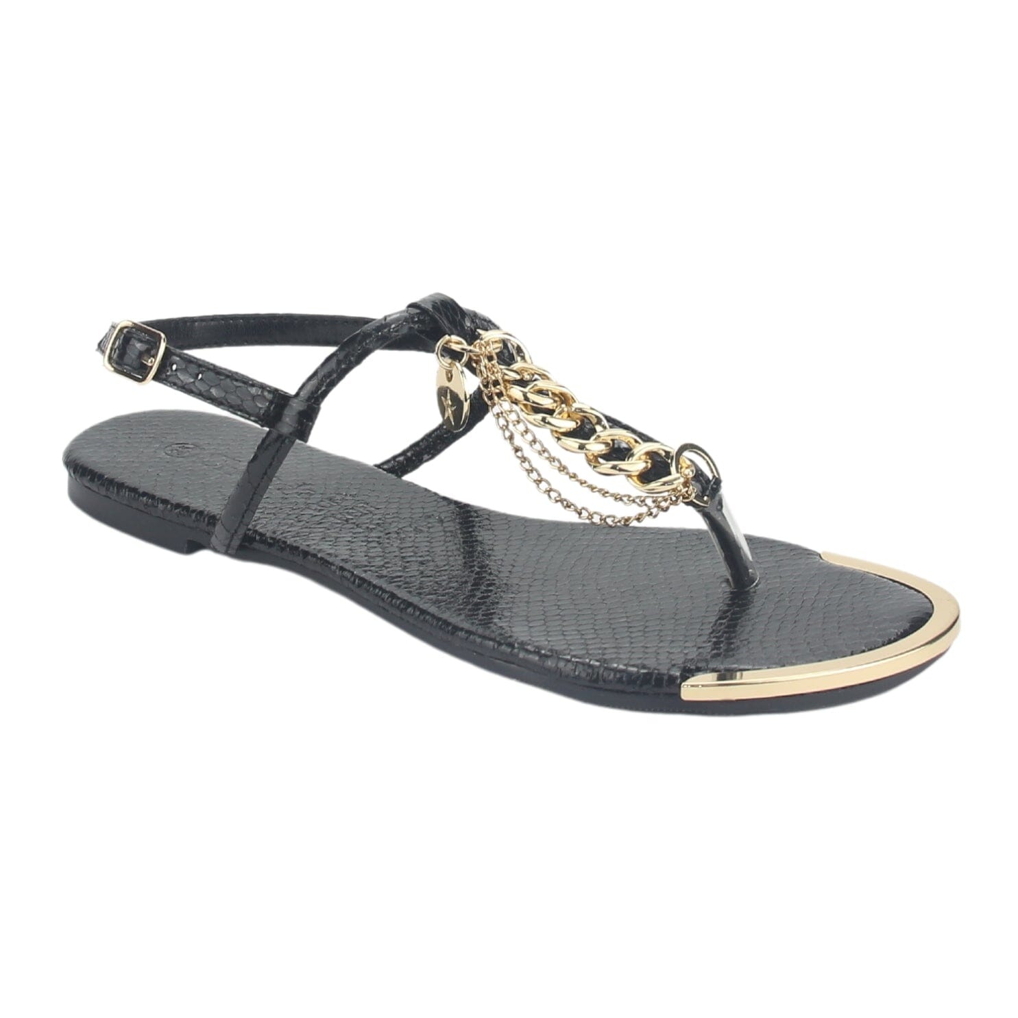 Sandalia Chalada Mujer Amalfi-2 Negro Plano Sandalias Planas Chalada 