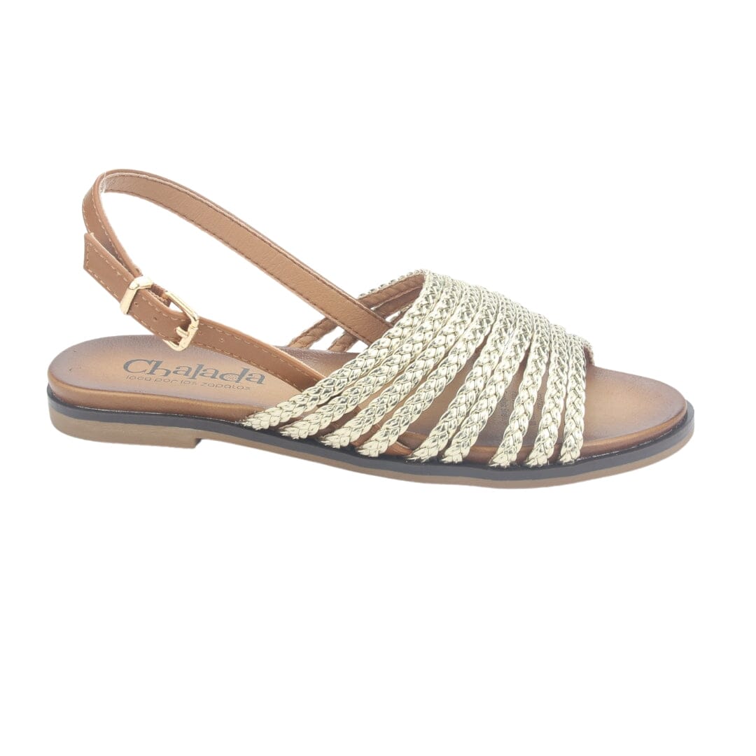 Sandalia Chalada Mujer Greca-61 Dorado Plana Sandalias Chalada 