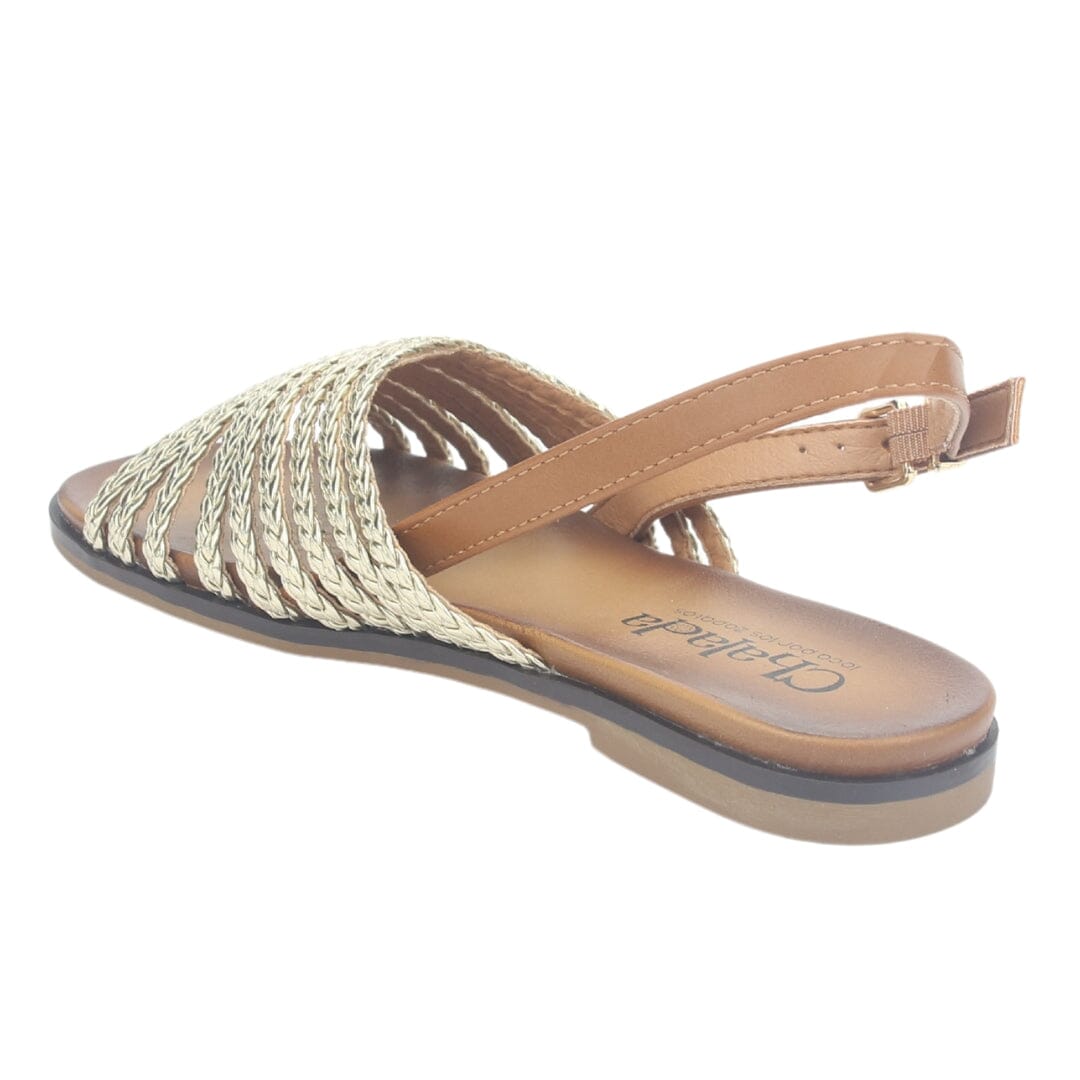 Sandalia Chalada Mujer Greca-61 Dorado Plana Sandalias Planas Chalada 