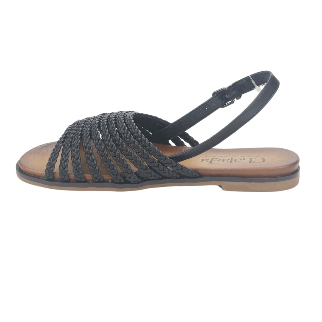 Sandalia Chalada Mujer Greca-61 Negro Plana Sandalias Planas Chalada 