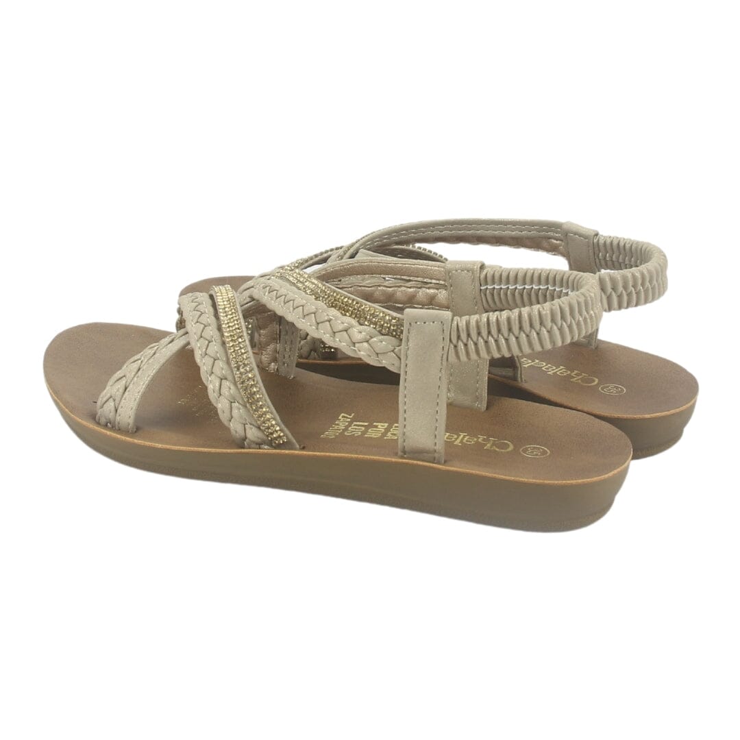 Sandalia Chalada Mujer Quanta-15 Dorado Plano Sandalias Chalada 