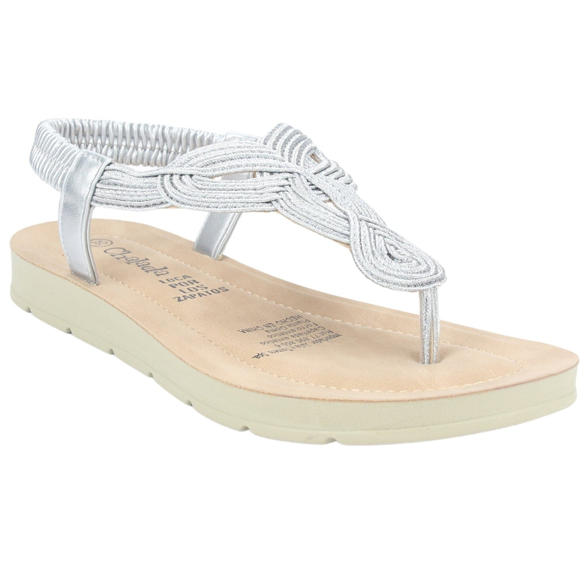 Sandalia Chalada Mujer Quina-1 Plateado Plano Sandalias Chalada 