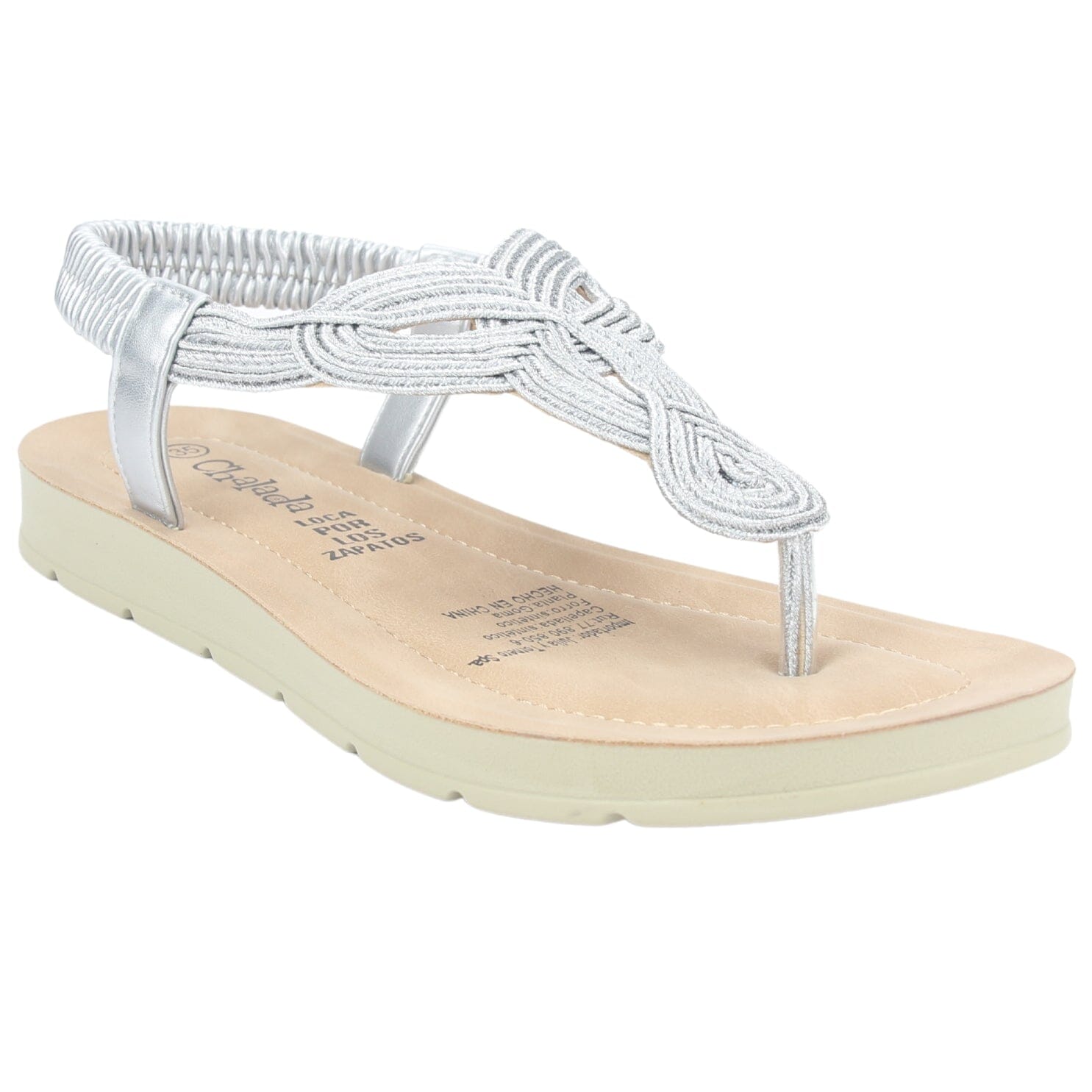 Sandalia Chalada Mujer Quina-1 Plateado Plano Sandalias Chalada 