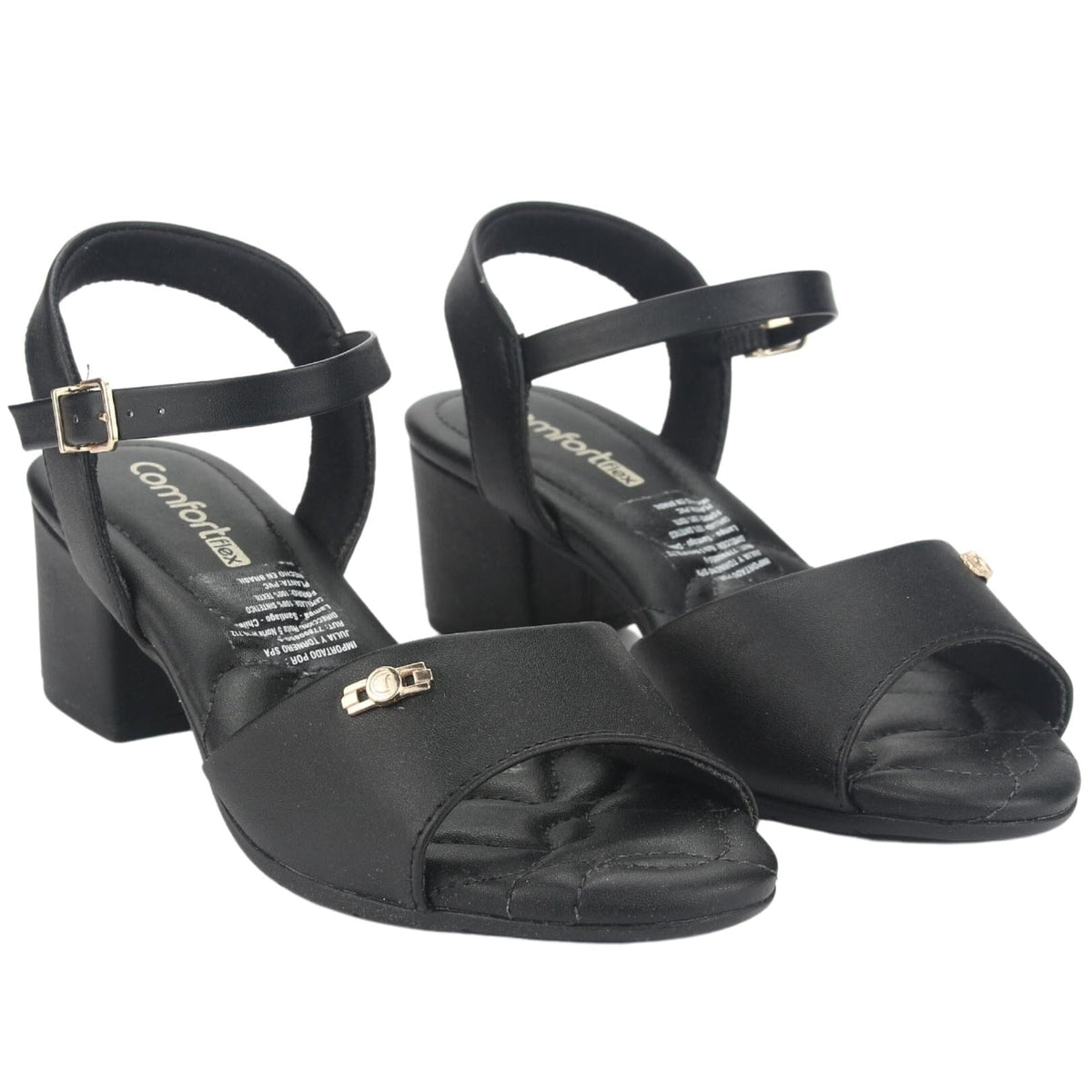 Sandalia Comfortflex Mujer 2357402 Negro Casual Sandalias Taco Comfortflex 