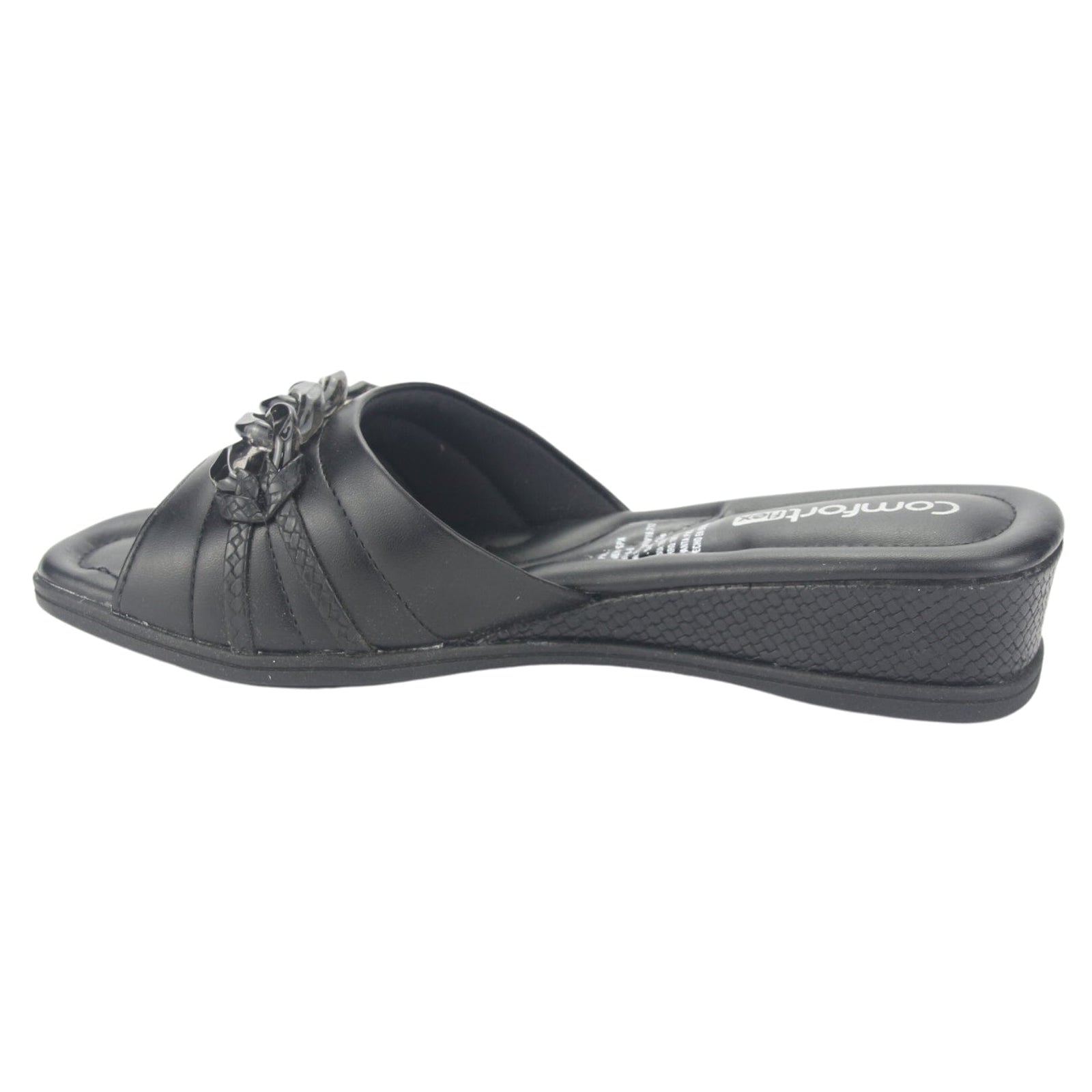 Sandalia Comfortflex Mujer 2370401 Negro Casual Sandalias Planas Comfortflex 