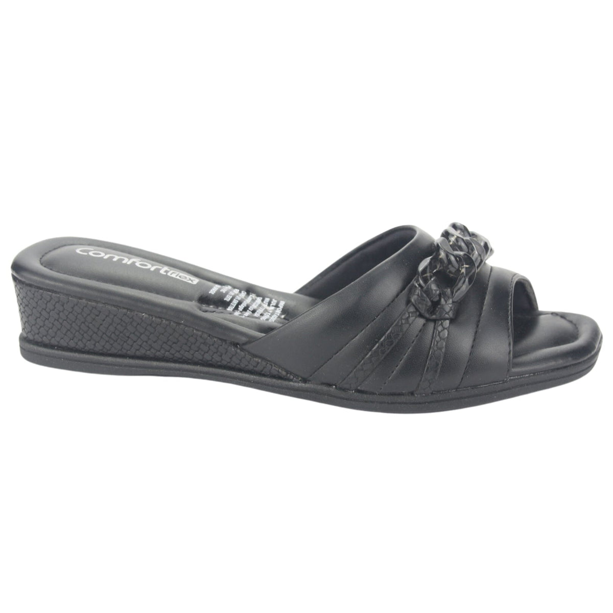 Sandalia Comfortflex Mujer 2370401 Negro Casual Sandalias Planas Comfortflex 