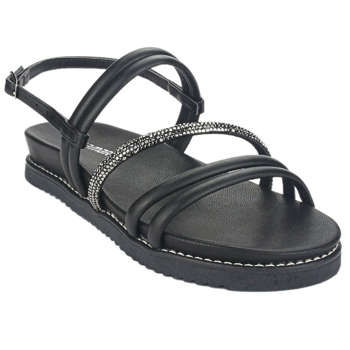 Sandalia Via Marte Mujer 23-10702 N Preto Casual Sandalias Planas Via Marte 