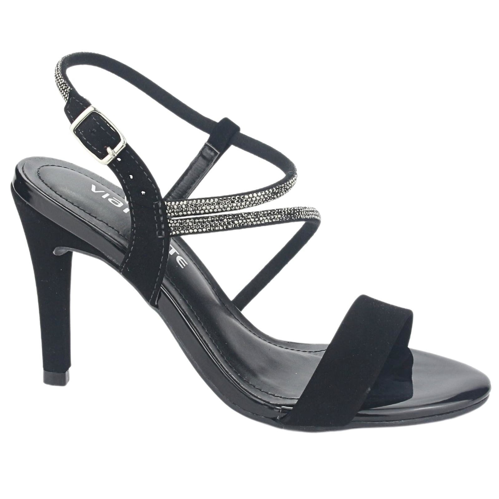 Sandalia Via Marte Mujer 23-17703 Preto Casual Sandalias Taco Via Marte 