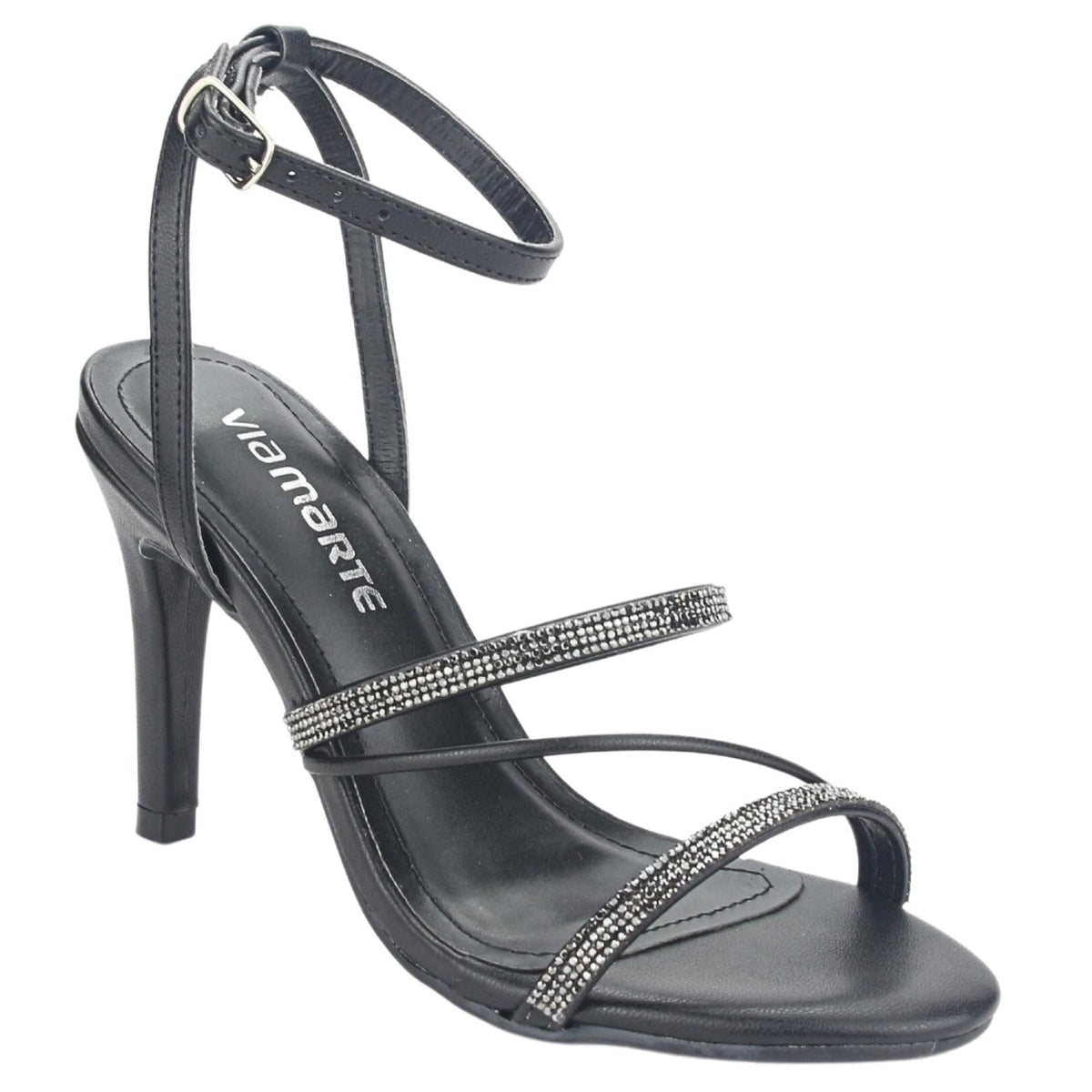 Sandalia Via Marte Mujer 23-17704 Preto Casual Sandalias Taco Via Marte 