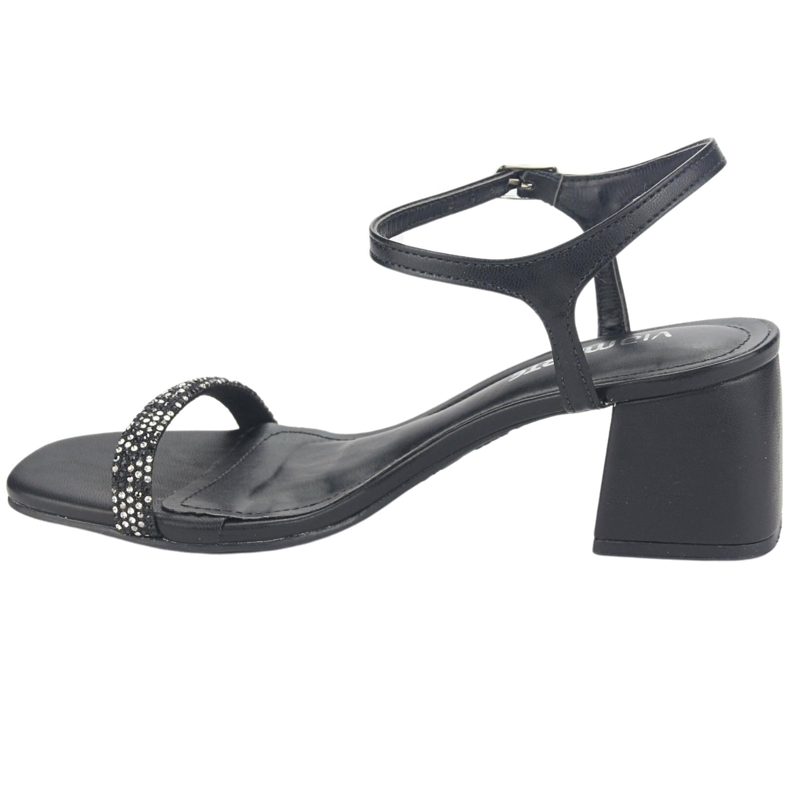 Sandalia Via Marte Mujer 23-9707 Preto Casual Sandalias Taco Via Marte 