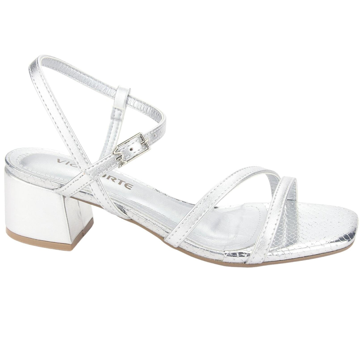 Sandalia Via Marte Mujer 23-9801 M Prata Casual Sandalias Taco Via Marte 