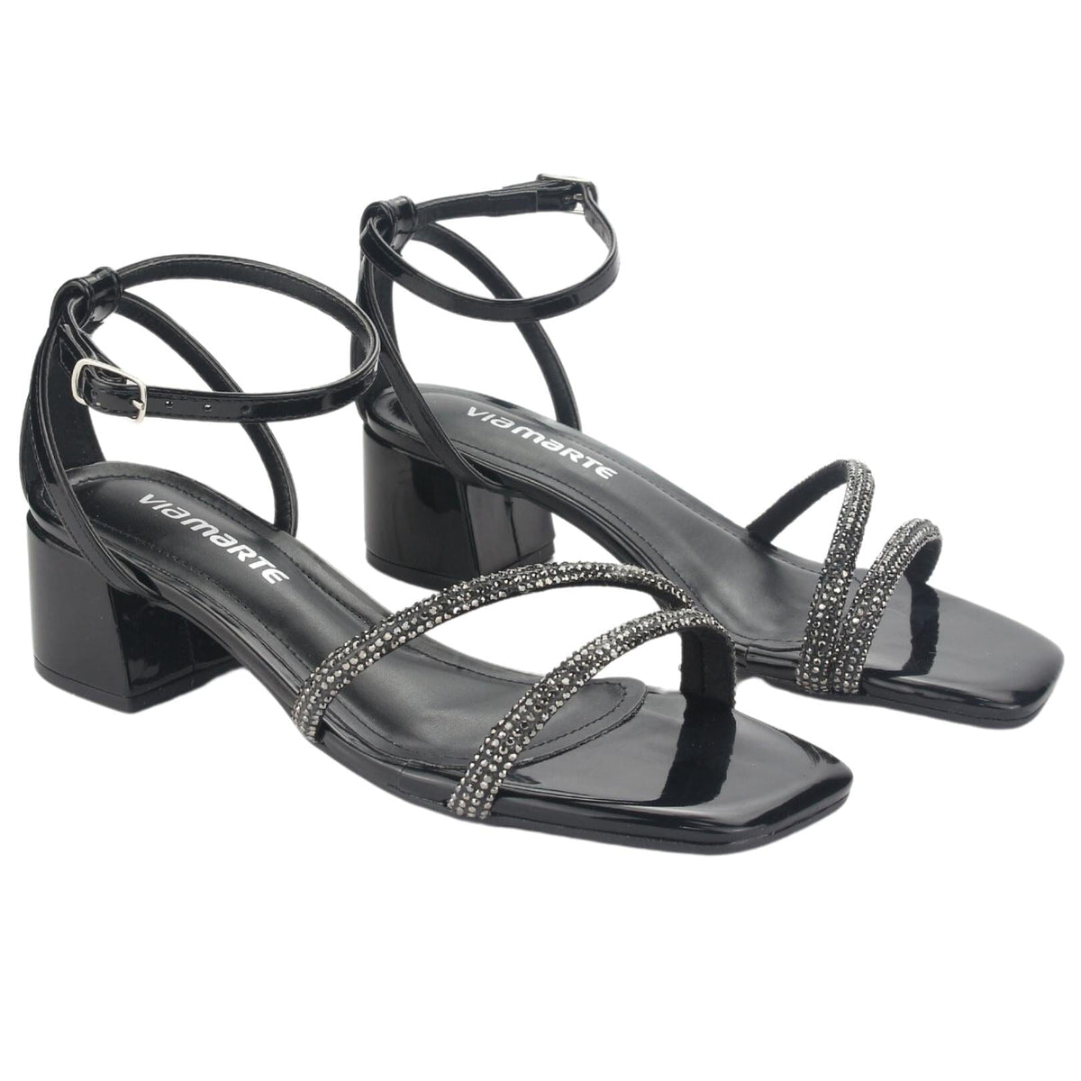 Sandalia Via Marte Mujer 23-9804 V Preto Casual Sandalias Taco Via Marte 
