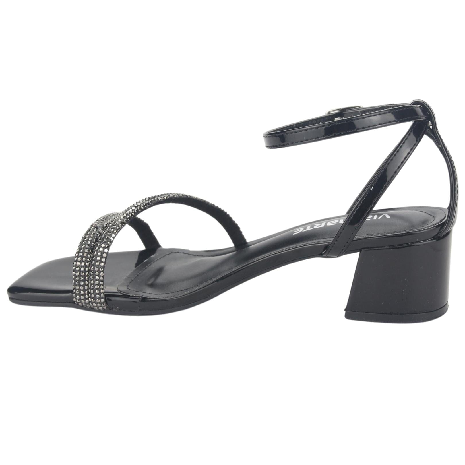 Sandalia Via Marte Mujer 23-9804 V Preto Casual Sandalias Taco Via Marte 