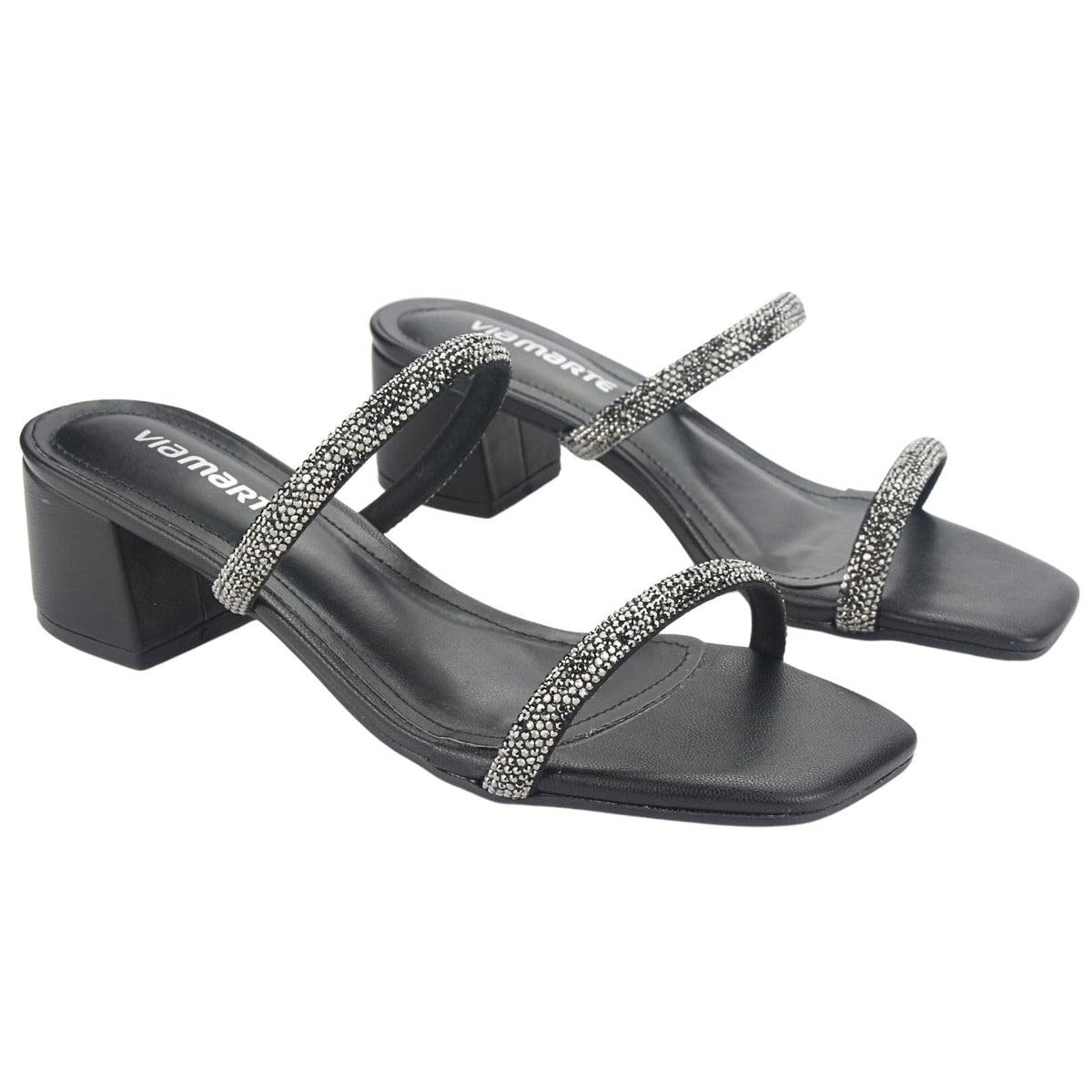 Sandalia Via Marte Mujer 23-9810 Preto Casual Sandalias Taco Via Marte 