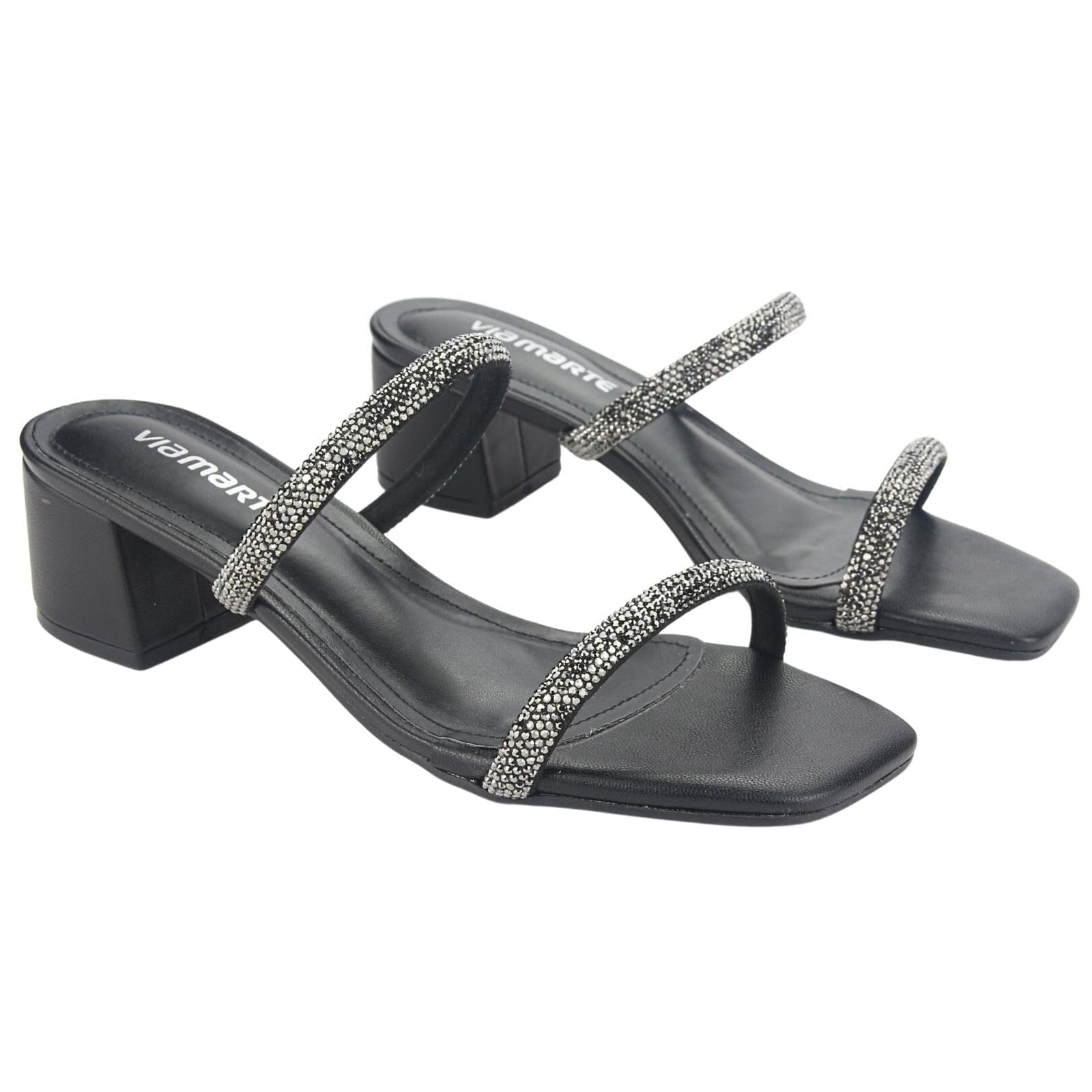 Sandalia Via Marte Mujer 23-9810 Preto Casual Sandalias Taco Via Marte 