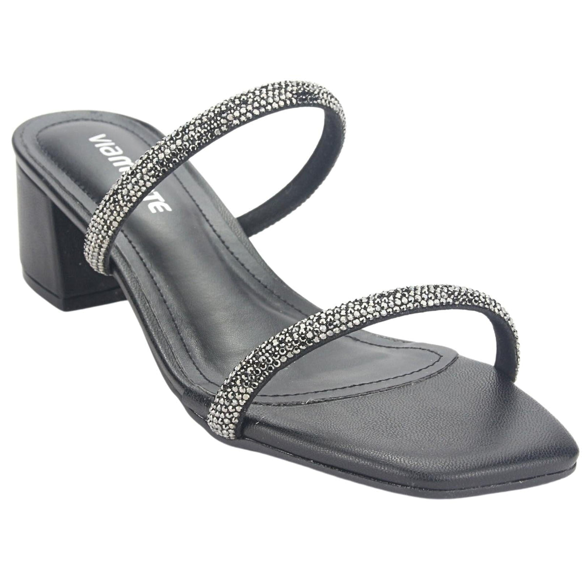 Sandalia Via Marte Mujer 23-9810 Preto Casual Sandalias Taco Via Marte 