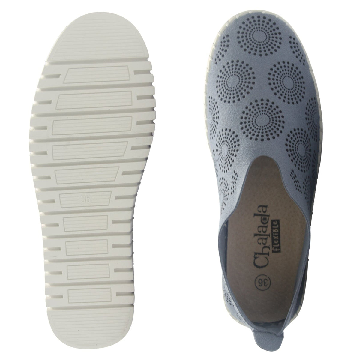 Zapato de Cuero Mujer Chalada Tren-1 Azul Casual Zapatos Planos Comfort Chalada 