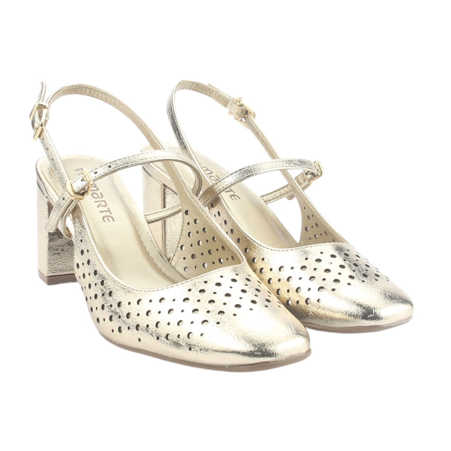 Zapato Via Marte Mujer 153-007-01 Dorado Casual Tacones Altos Via Marte 
