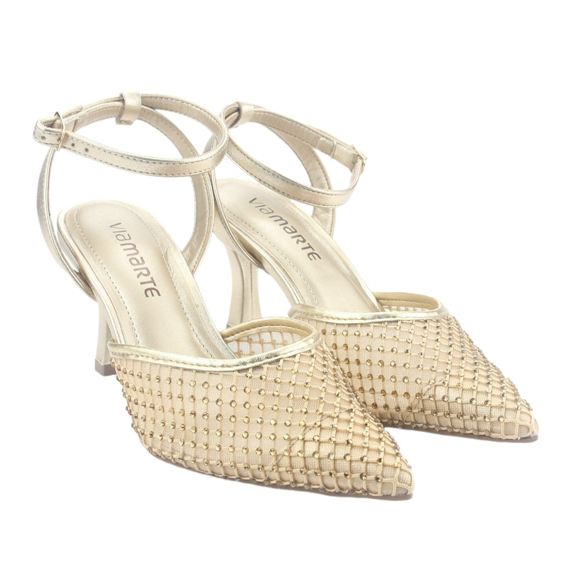 Zapato Via Marte Mujer 185-001-01 Dorado Casual Tacones Altos Via Marte 